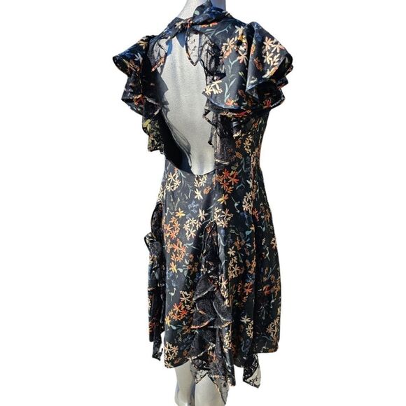 Sachin & Babi Tutu Garden Black Ruffle Silk Mini Dress - Picture 13 of 14